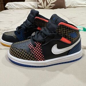 Jordan Kids Black and Multicolor High-Top Sneakers